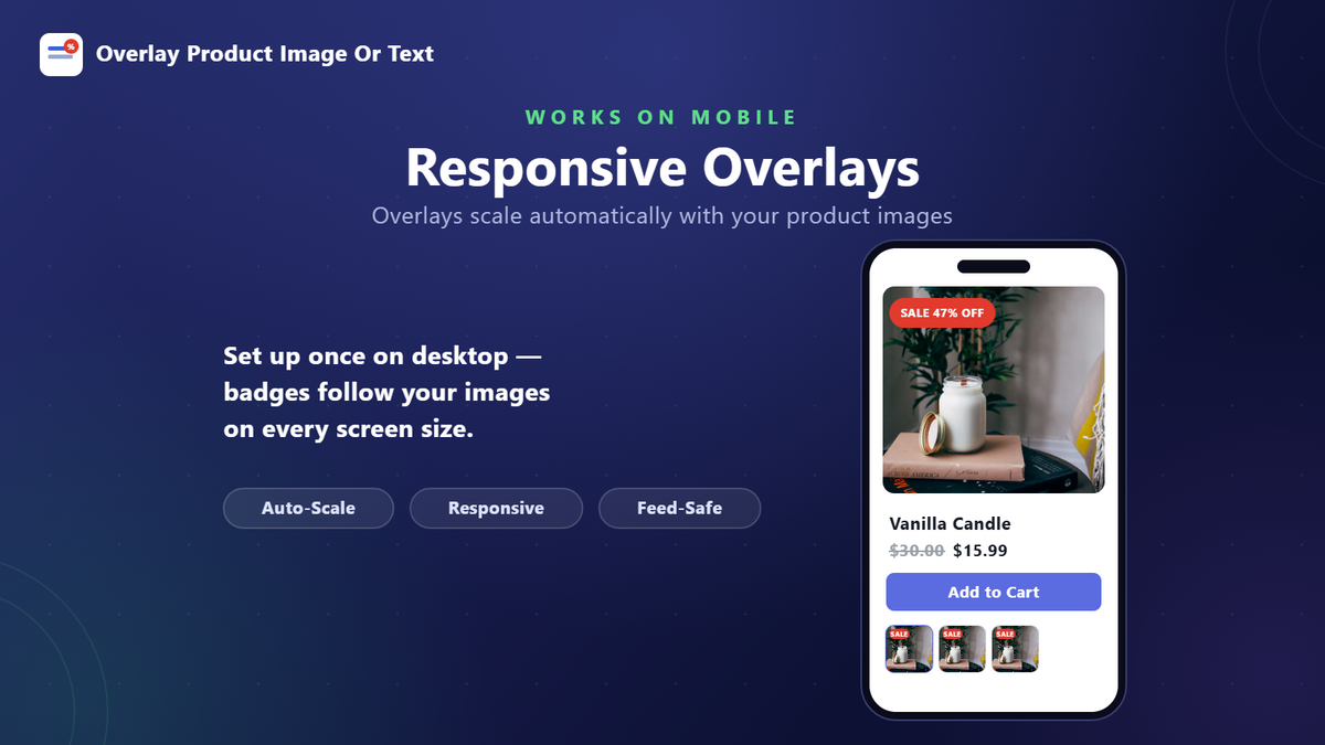 Responsive sale badge overlay on mobile product page