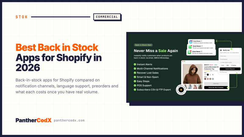 Best Back in Stock Apps for Shopify in 2026 — PantherCodX guide cover