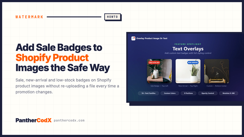 Add Sale Badges to Shopify Product Images the Safe Way — PantherCodX guide cover