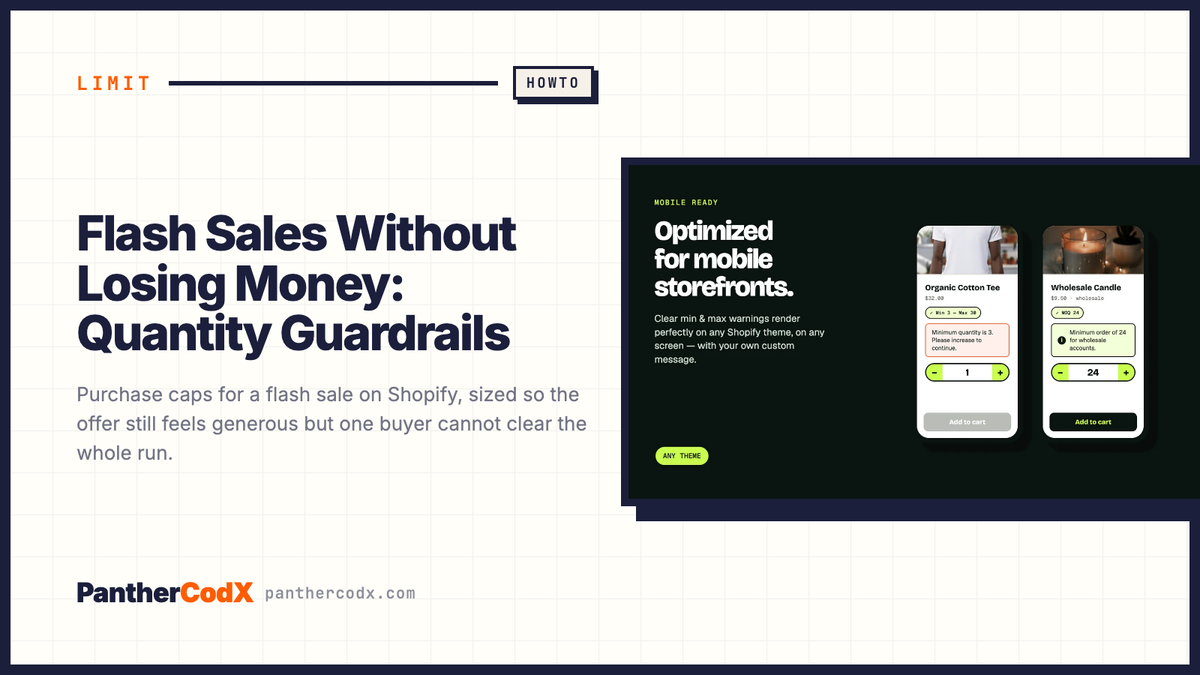 Flash Sales Without Losing Money: Quantity Guardrails — PantherCodX guide cover