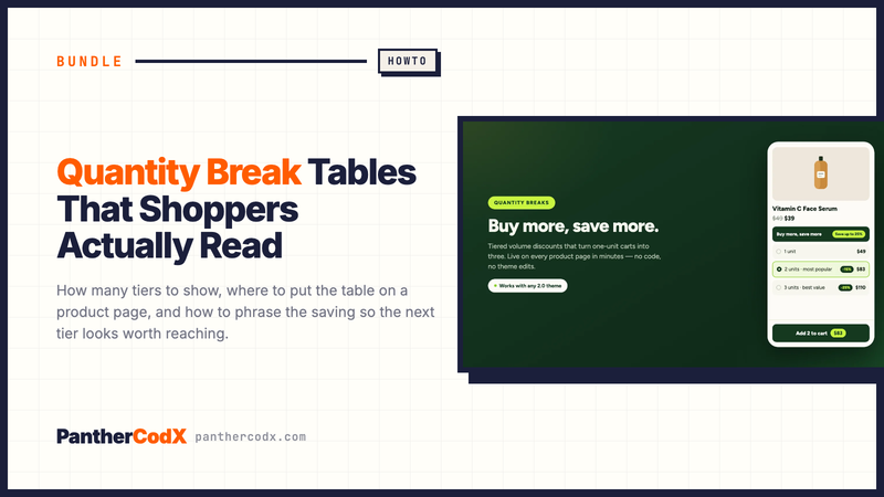 Quantity Break Tables That Shoppers Actually Read — PantherCodX guide cover