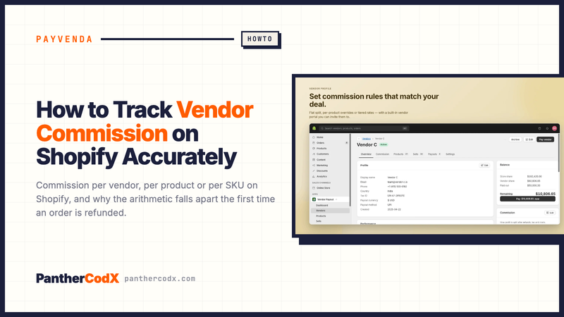 How to Track Vendor Commission on Shopify Accurately — PantherCodX guide cover