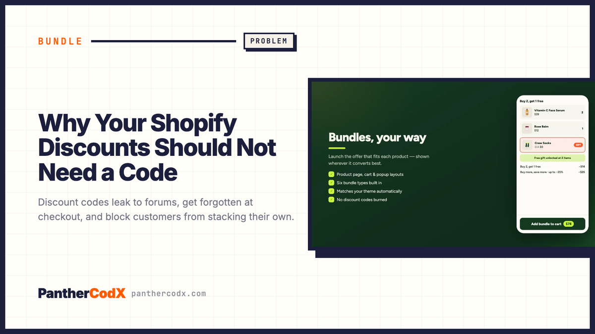 Why Your Shopify Discounts Should Not Need a Code — PantherCodX guide cover