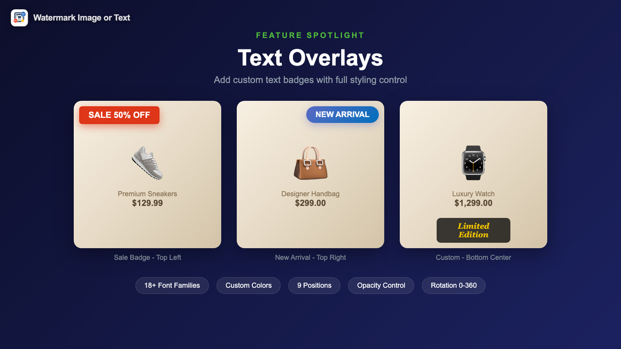 Watermark app drag and drop badge editor for Shopify product images