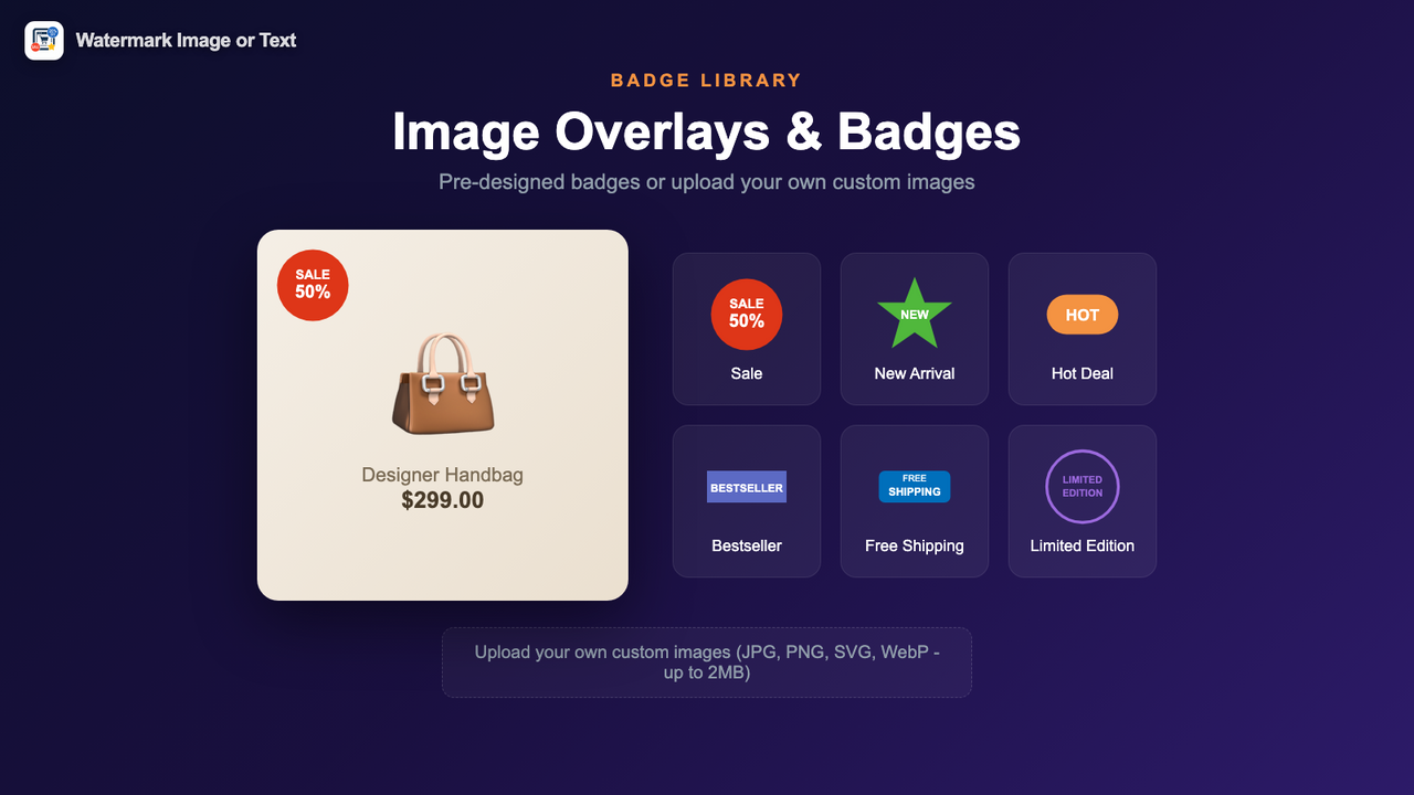 Watermark overlay showing sale badge on product photo