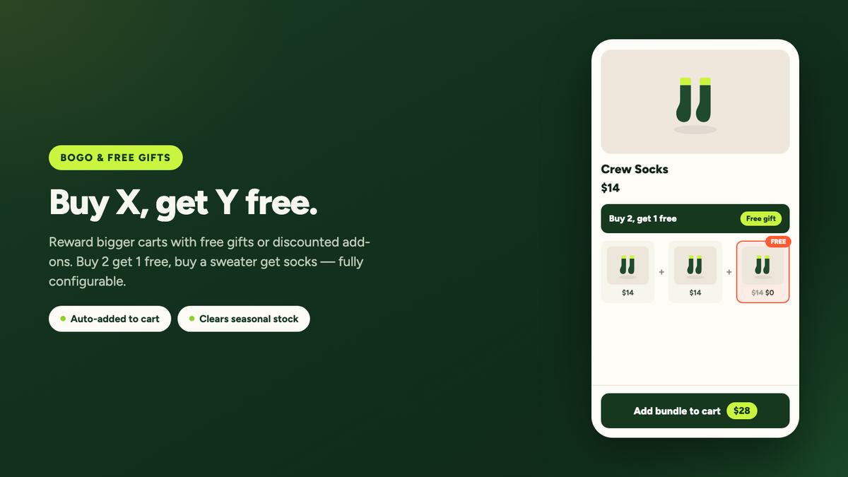 Buy 2 get 1 free with the gift shown on mobile
