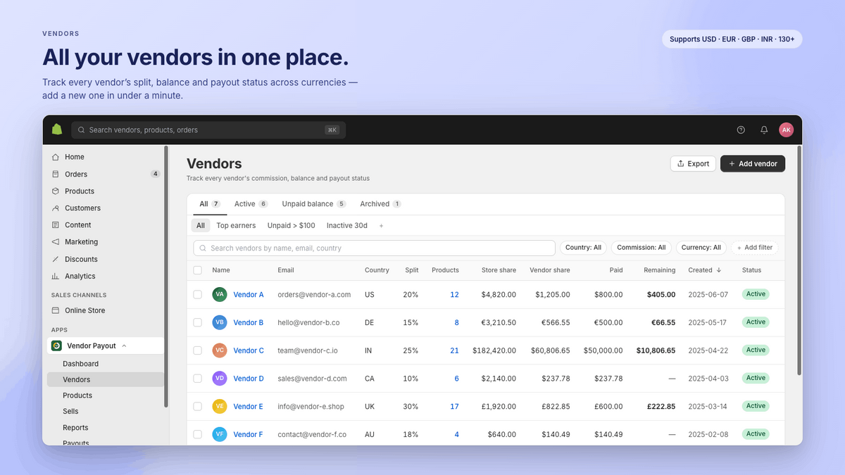 Payvenda: Vendor Payouts — App Store screenshot 1